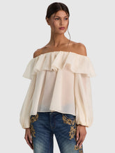 Load image into Gallery viewer, Off Shoulder Ruffle Blouse