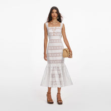 Load image into Gallery viewer, White Cotton Embroidered Midi Dress
