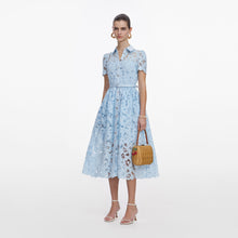 Load image into Gallery viewer, Blue Lace Collared Midi Dress