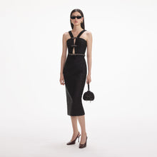 Load image into Gallery viewer, Black Tinsel Boucle Midi Dress