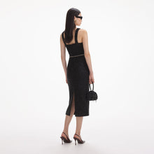 Load image into Gallery viewer, Black Tinsel Boucle Midi Dress