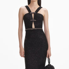 Load image into Gallery viewer, Black Tinsel Boucle Midi Dress