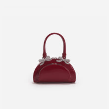 Load image into Gallery viewer, Burgundy leather Curved Mini Tote Bag