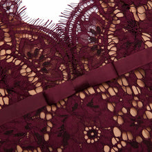 Load image into Gallery viewer, Burgundy Floral Lace Midi Dress