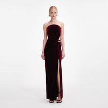 Load image into Gallery viewer, Burgundy Velvet Bandeau Maxi Dress
