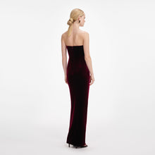 Load image into Gallery viewer, Burgundy Velvet Bandeau Maxi Dress