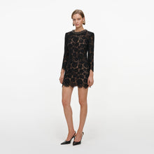 Load image into Gallery viewer, Black Lace Long Sleeve Mini Dress