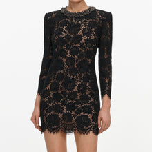 Load image into Gallery viewer, Black Lace Long Sleeve Mini Dress