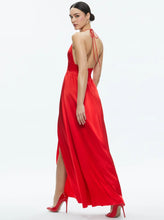 Load image into Gallery viewer, Deep V-Neck Scarf Maxi Dress