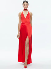 Load image into Gallery viewer, Deep V-Neck Scarf Maxi Dress