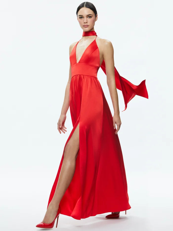 Deep V Neck Scarf Maxi Dress Plantation Boutique Cy