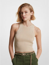 Load image into Gallery viewer, Metallic Ribbed Stretch Knit Cropped Tank Top