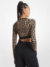 Load image into Gallery viewer, Leopard Jacquard Knit Zip Cardigan