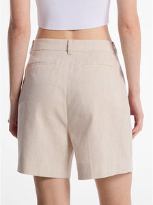 Pleated Linen and Cotton Shorts