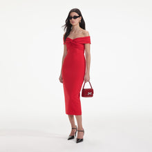 Load image into Gallery viewer, Red Off Shoulder Midi Dress