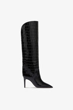 Load image into Gallery viewer, Boots in black croco-embossed leather