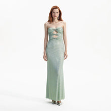 Load image into Gallery viewer, Mint Rhinestone Strapless Maxi Dress