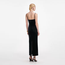 Load image into Gallery viewer, Black Velvet Strappy Midi Dress