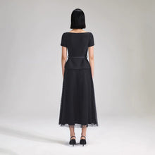 Load image into Gallery viewer, Black Off Shoulder Midi Dress