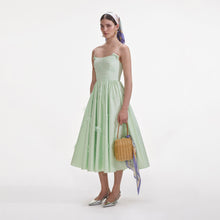 Load image into Gallery viewer, Green Cotton Flower Midi Dress