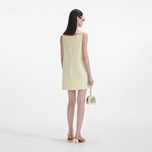 Load image into Gallery viewer, Yellow Crepe Flower Mini Dress