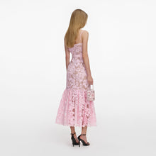 Load image into Gallery viewer, Pink Crochet Lace Midi Dress