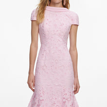 Load image into Gallery viewer, Pink Lace Scoop Back Midi Dress