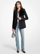 Load image into Gallery viewer, Feather Embellished Stretch Crepe Blazer