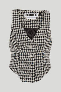 Sparkly Houndstooth Waistcoat Top