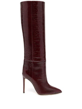 Load image into Gallery viewer, Croc-Embossed Leather Stiletto Boot