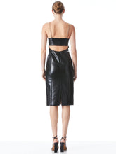 Load image into Gallery viewer, Chain Strap Vegan Leather Midi Dress