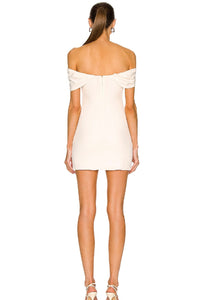 Ivory Jersey Off-Shoulder Mini Dress