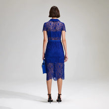 Load image into Gallery viewer, Cobalt Rose Lace Button Midi Dress