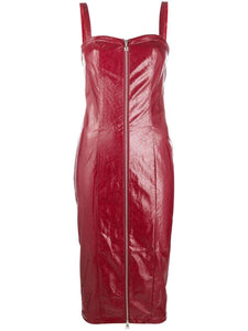 High-shine zipped bodycon dress
