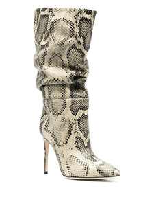 Snake skin print Leather boots