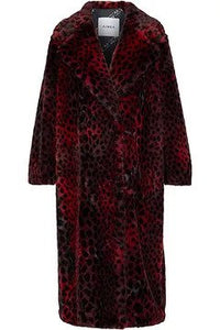 Leopard-print faux fur coat