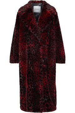 Leopard-print faux fur coat