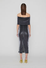 Load image into Gallery viewer, Metallic Jersey Midi Dress Black