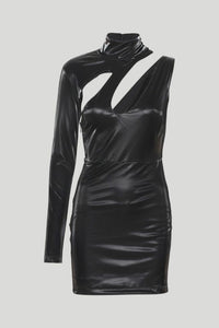 Coated Vinyl Dress Black