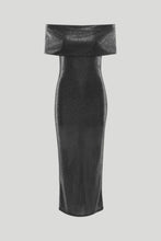 Load image into Gallery viewer, Metallic Jersey Midi Dress Black